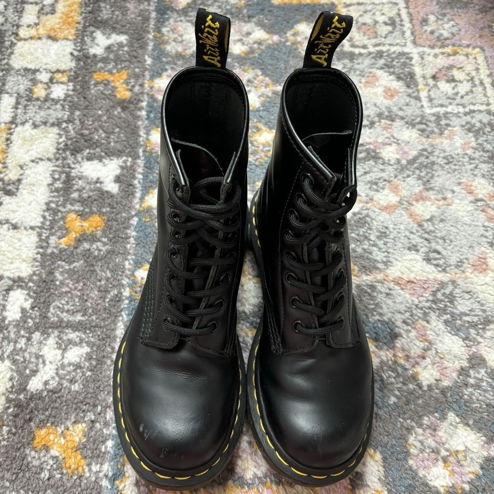 Dr Martens Boots Womens 6 1460 Slip Resistant Soft Toe Work Black Leather Chunky